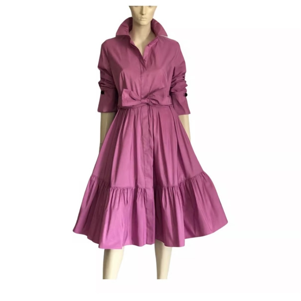 NWT Carolina Herrera pink taffeta shirt dress. Size 4. Stunning timeless dress